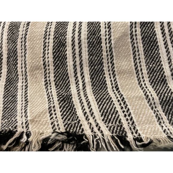 Caslon Cropped Linen Blend Raw Hem Pants Sz Large in Black/Khaki Stripe NWT - Picture 4 of 5